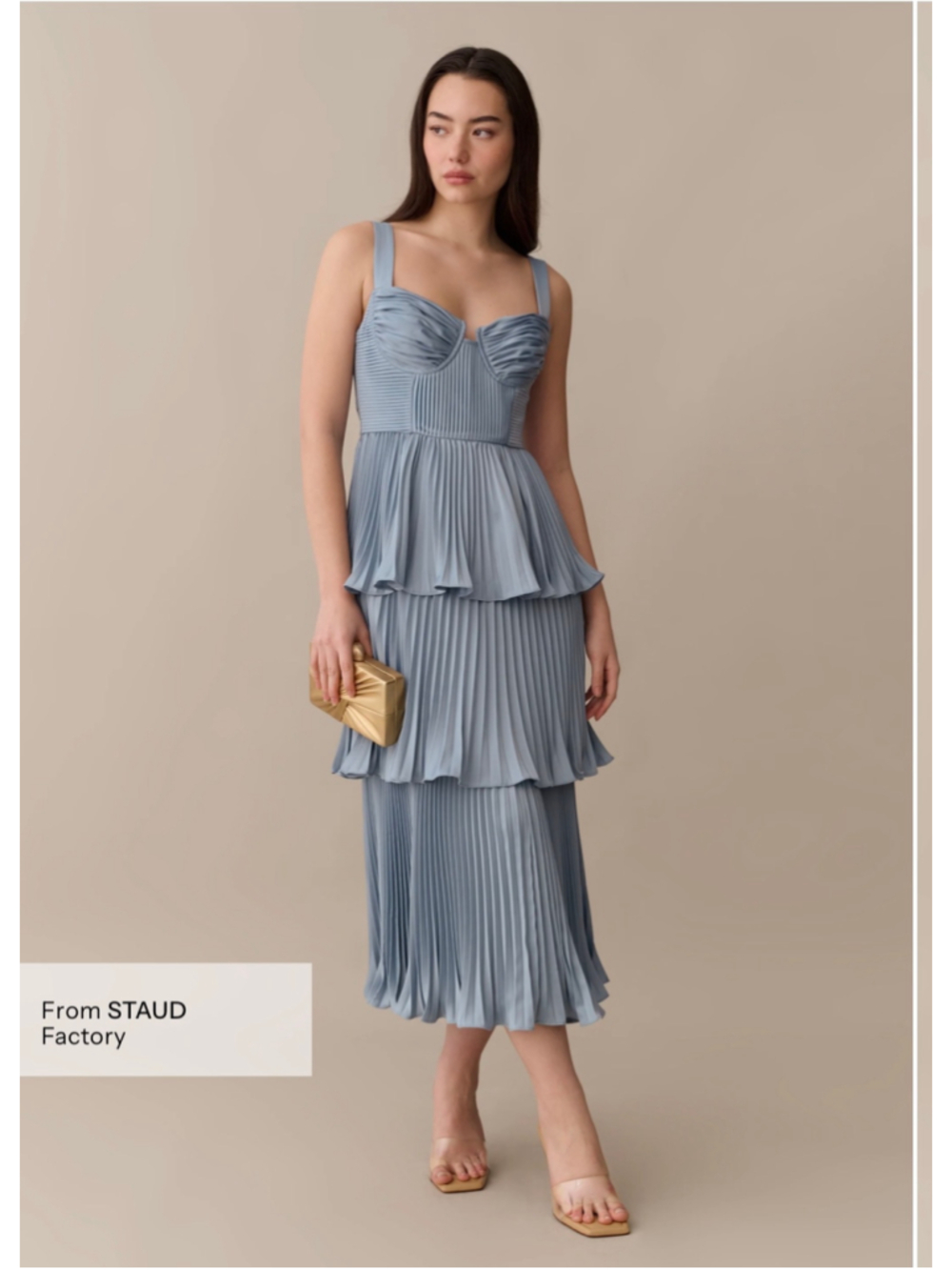 Women's Blue Pleated Tiered Midi Dress Size 10